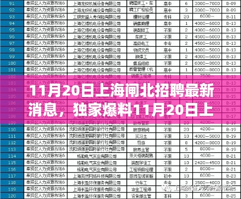 独家爆料,11月20日上海闸北招聘市场掀起新篇章,优质岗位等你来挑战!
